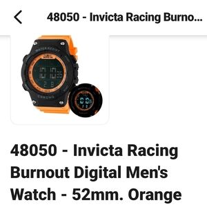 Invicta Racing Burnout Digital Smartwatch - Black and Orange
